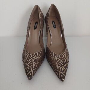Arezzo High Stiletto Pumps Brown Gold Synthetic US 7B NEW